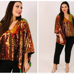 Fringe + Co Sequins Long Top/Short Tunic Caftan - Ships Next Day